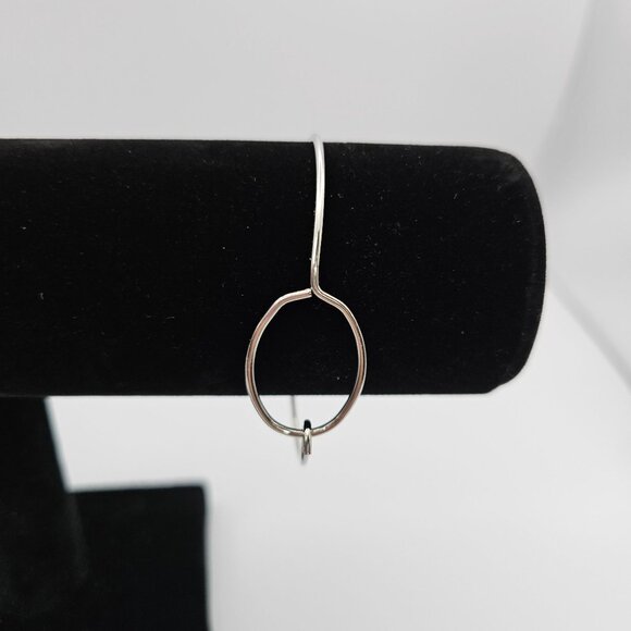 Womens Sterling Silver Oval Loop Adjustable Bangle Bracelet Minimalist Simple - Picture 5 of 13